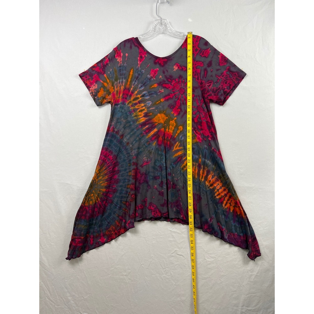Kathmandu Imports Tunic Top Womens S/M Multicolor Tie Dye Stretch Boho Pockets - Picture 6 of 10